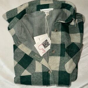 beachlunchlounge Green and White Plaid Shirt